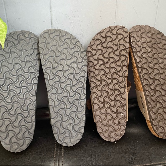 LOT 2 Pre-owned Birkenstock Gizeh Black and Brown Slip-On Sandals 38/7 Women’s - Picture 6 of 9